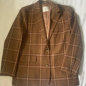 Wilfred oversized camel check notch collar 2 button men’s style blazer BWOT